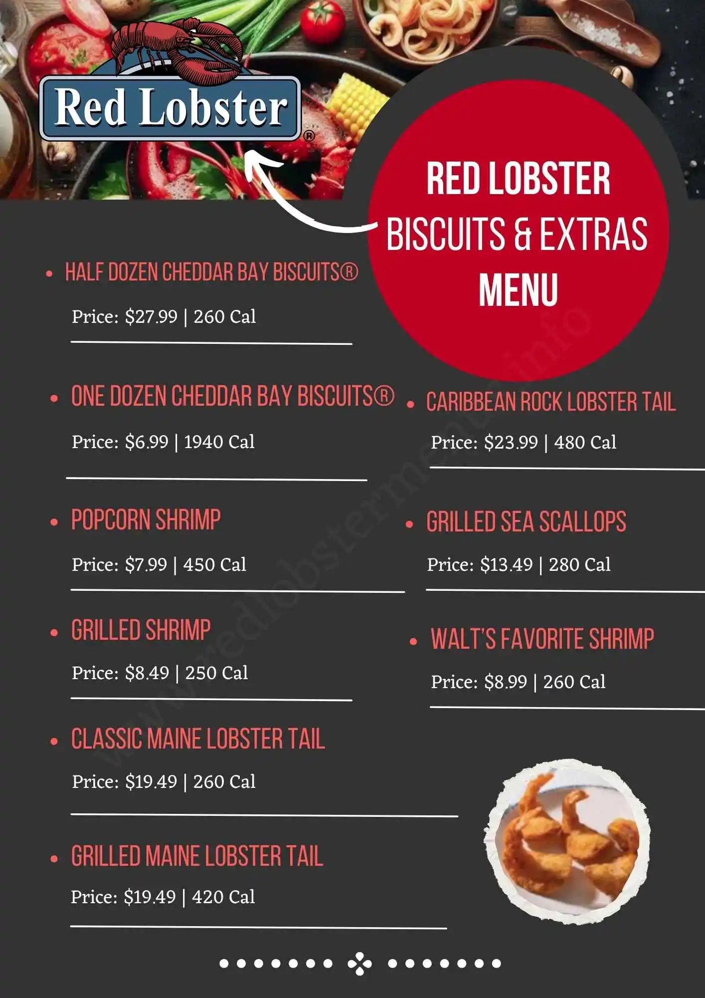 Red Lobster Biscuits & Extras Menu