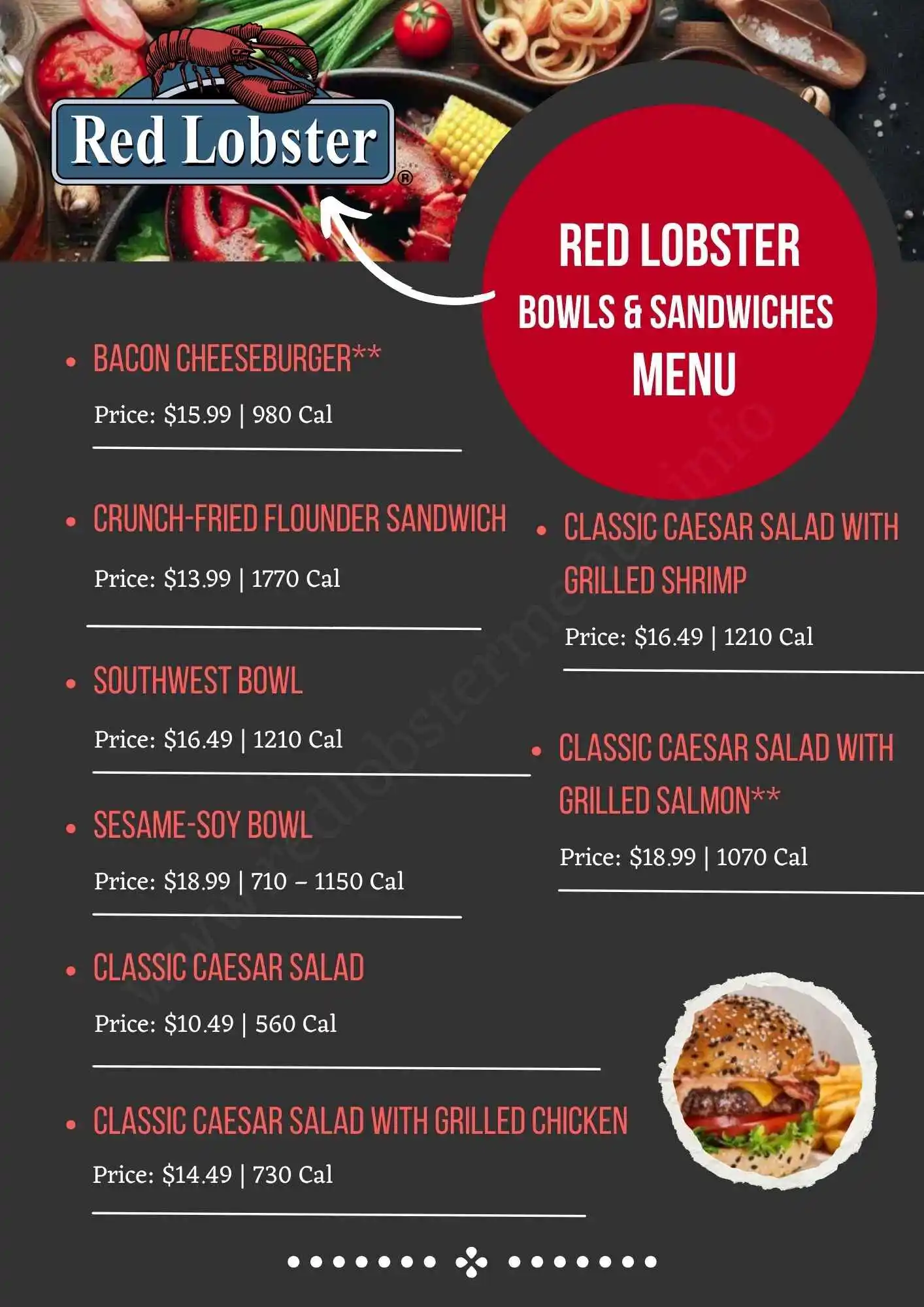 Red Lobster Bowls & Sandwiches Menu