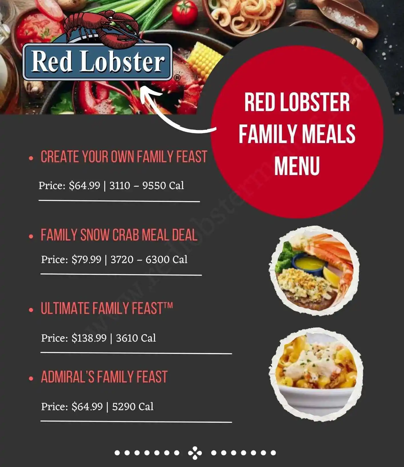 Red Lobster Family Meals Menu