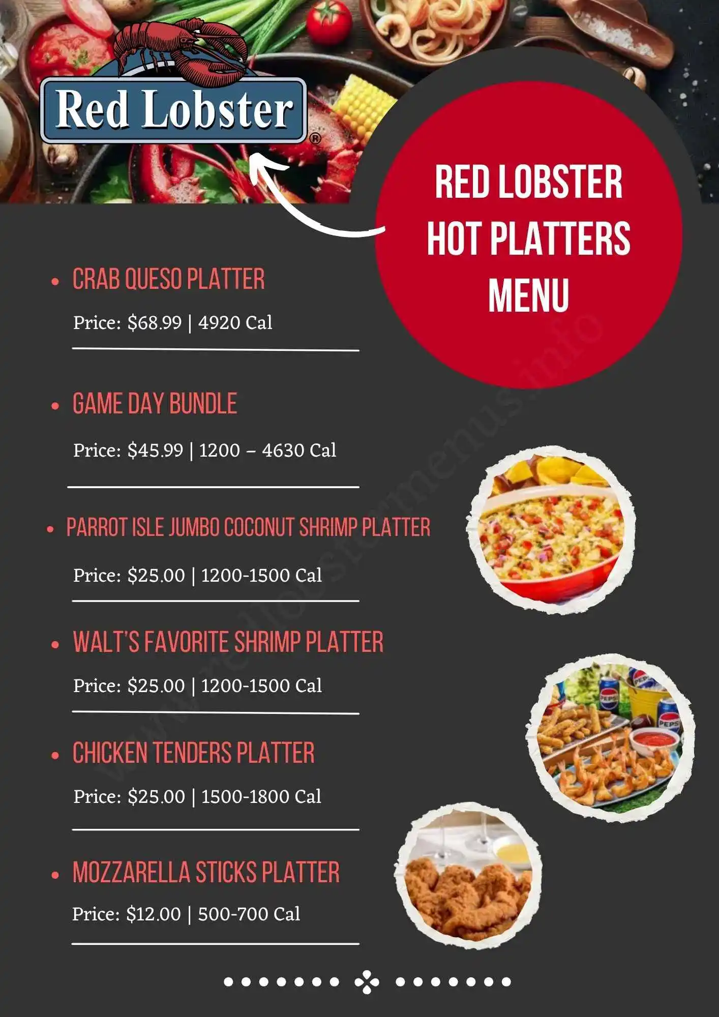 Red Lobster Hot Platters Menu