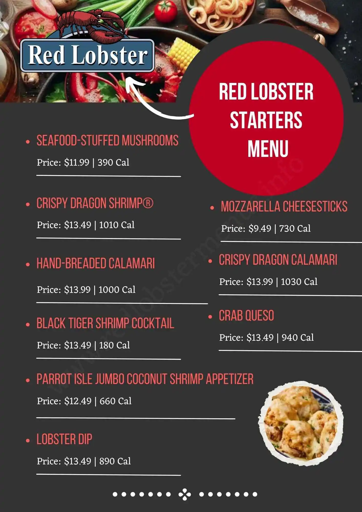 Red Lobster Starters Menu