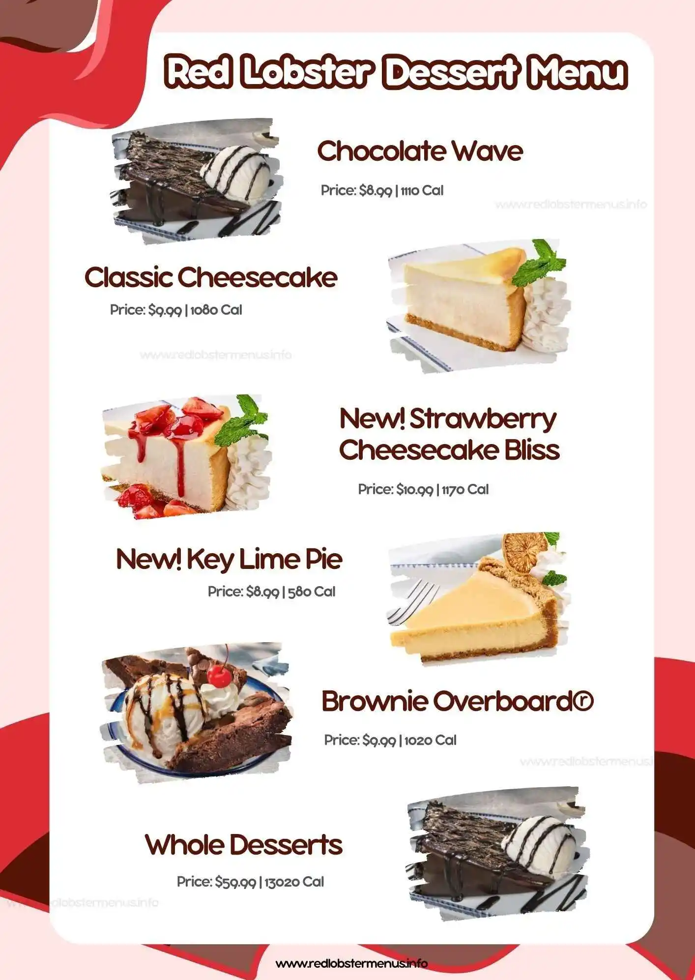 Red Lobster Desserts Menu with Prices